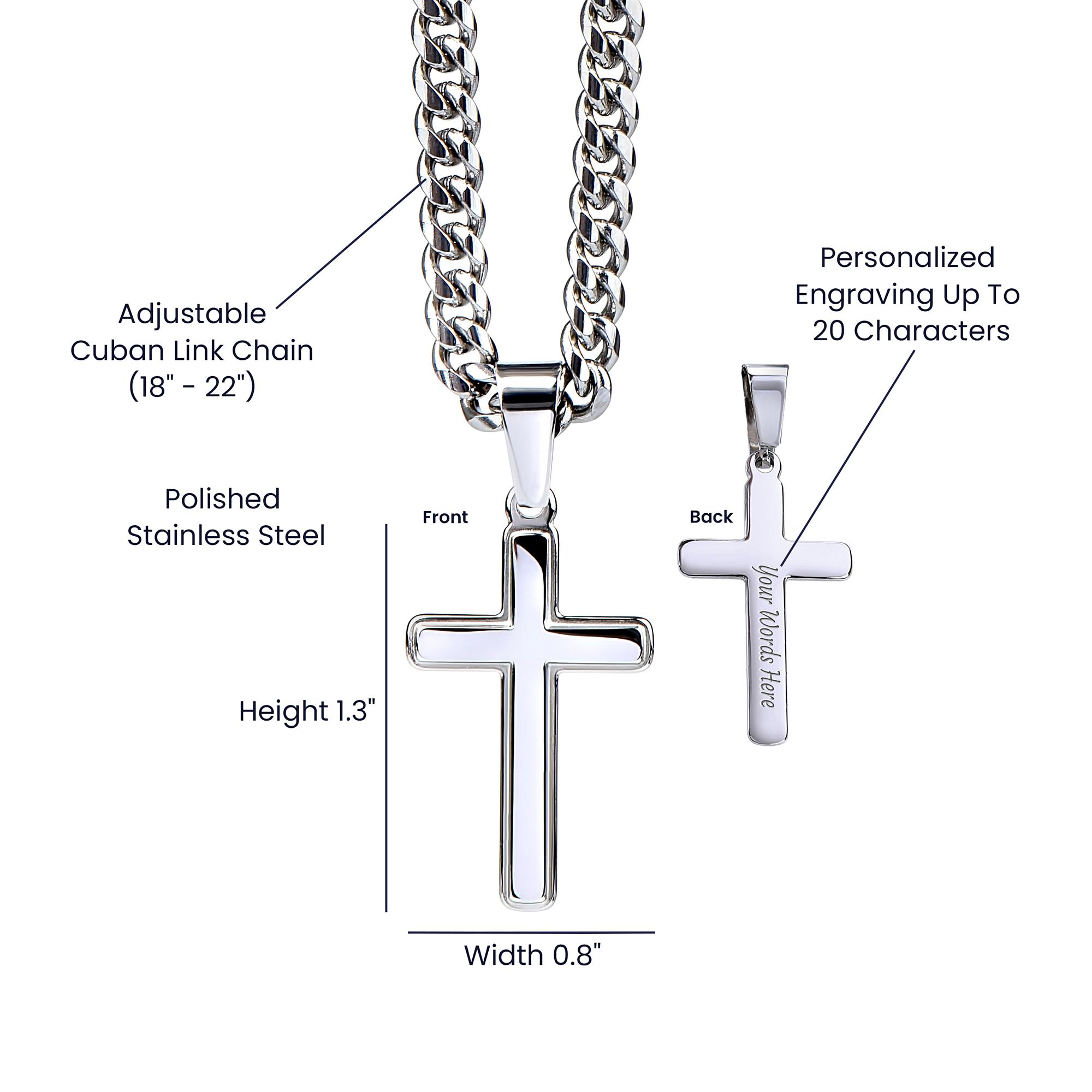 Personalized Cross with Cuban Link Chain