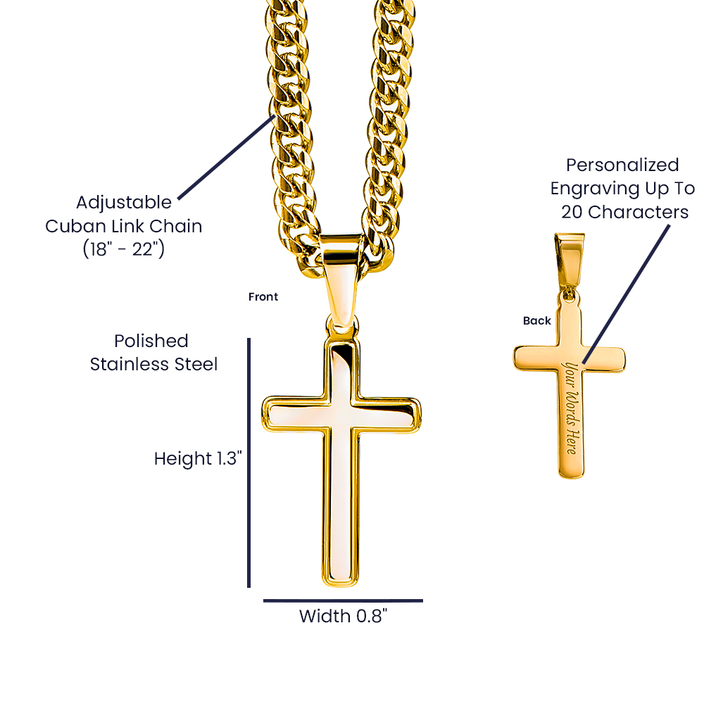 Personalized Cross with Cuban Link Chain